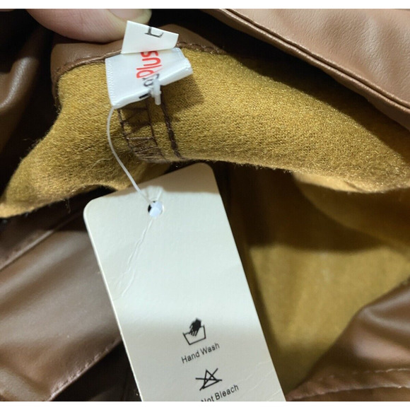 OC Order Plus PU Leather Womens Chocolate Belted Mid Length Size Large Jacket - Picture 5 of 7